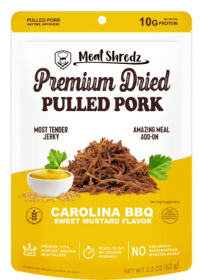 Meat Shredz - Mustard Carolina BBQ Pulled Pork Jerky, High-Protein Shredded Snack 2.2 oz Resealable