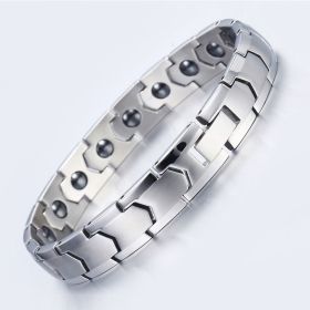 Stainless Steel Jewelry Bracelet Health Energy Magnetic Therapy (Style: Silverblack gallstone)