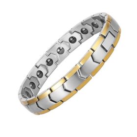 Stainless Steel Jewelry Bracelet Health Energy Magnetic Therapy (Style: SteelGoldBlack Gallstone)