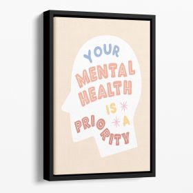 Mental health priority Floating Framed Canvas (Color: Black, size: 16" x 12" / 42cm x 30cm approx)