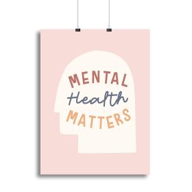 Mental health matters Canvas Print or Poster (Type: Standard Framed Canvas Print, size: 12" x 8" / 30cm x 20cm approx)