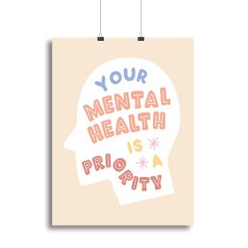 Mental health priority Canvas Print or Poster (Type: Standard Framed Canvas Print, size: 12" x 8" / 30cm x 20cm approx)